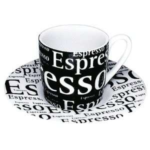  Coffee Shop Espresso Writing Cup and Saucer in White [Set 