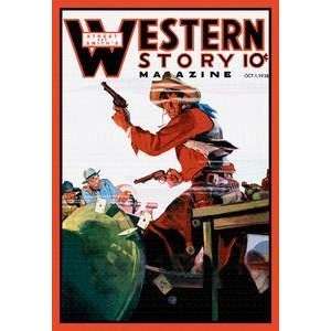 Vintage Art Western Story Magazine The Card Game   10649 