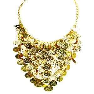  Handmade Golden Coined Brass Necklace, Egyptian Kerdan 