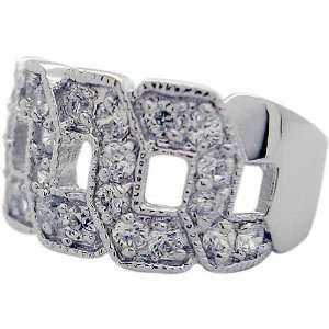   Sterling Silver Simulated Diamond CZ Pave Designer link Ring Jewelry