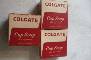 LOT OF 3 VINTAGE CAKES OF COLGATE SHAVING MUG SOAP.  