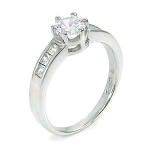 A3R0083) Simple yet Elegant 6 Prong Round Shape Engagement Ring with 