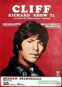 CLIFF RICHARD rare concert poster from 1971  