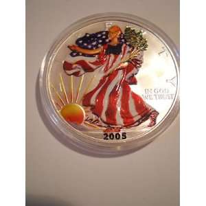 2005 1 oz American Silver Eagle Hand Enameled in hard plastic case 