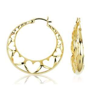   Over Sterling Silver Openwork Graduated Heart Hoop Earrings Jewelry