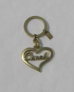 COACH NEW BRASS SCRIPT HEART KEY RING FOB SOLD OUT  