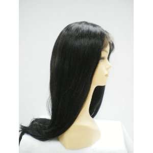  Black Long 100% Indian Remy Human Hair Lace Wig Beauty