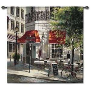  Sidewalk Cafe 53 Square Wall Tapestry