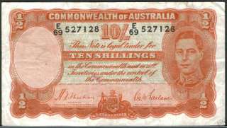 Banknote Cmwlth/Australia 10 Shilling 1939 P25a aVF  