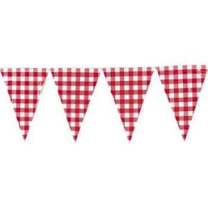  Large Red Gingham Pennant Banner   Party Decorations 