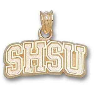 Sam Houston State Bearkats Arched SHSU Pendant   14KT Gold Jewelry 