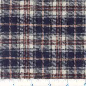   Flannel Plaid Navy Orange Fabric By The Yard Arts, Crafts & Sewing