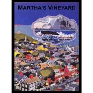 MARTHAS VINEYARD WHALE ISLAND VACATION TRAVEL TOURISM VINTAGE POSTER 