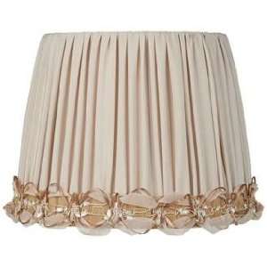  Beige with Ribbon Shirred Drum Lamp Shade 9x12x9 (Spider 