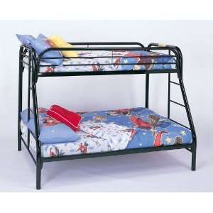  Twin Full Size Metal Bunk Bed with Double Ladders in Black 