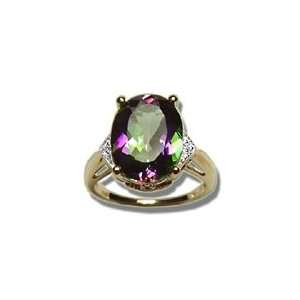 01 Ct Diamond & 6.24 Cts Mystic Fire Topaz Ring in 14K Yellow Gold 5 