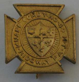 Medal/Pinback~KNIGHTS TEMPLER~KNAPP COMDY~RIDGWAY, PA  