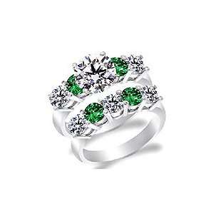  Matching Set Basket Setting Diamond and Emerald wedding 