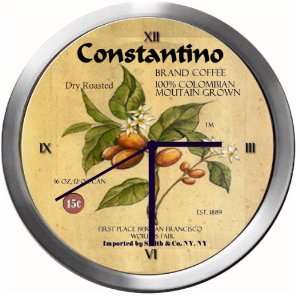  CONSTANTINO 14 Inch Coffee Metal Clock Quartz Movement 