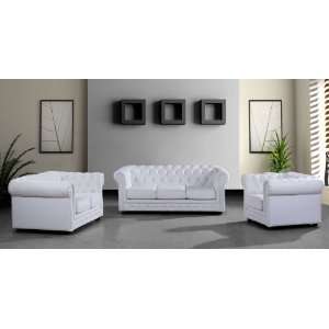  Vig Furniture Paris 3 Modern White Leather Sectional Sofa 