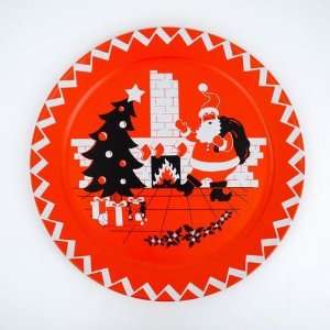  Christmas Vintage Retro Style Tin Serving Tray Plate with 