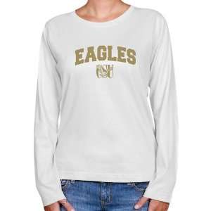 Coppin State Eagles Ladies White Logo Arch Long Sleeve Classic Fit T 