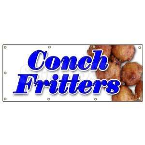  36x96 CONCH FRITTERS BANNER SIGN fried batter corn fritter 