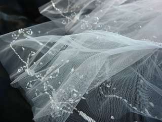   illusion tulle 2 tier veil with beautiful beadings and sequin edge