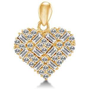  Solid 14k Yellow Gold Love Heart Shape Ladies Pendant 