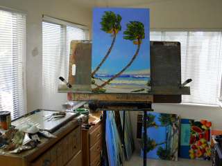   Original Seascape Ocean Painting Florida Art Highwaymen Style Trees