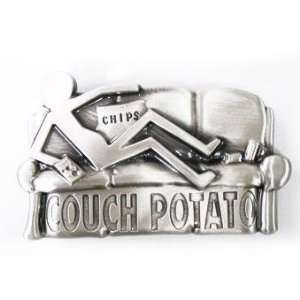  Couch Potato Pewter Belt Buckle