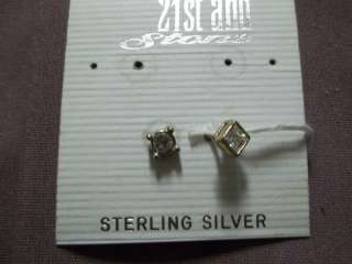   & Stone Sterling Silver earrings w/cubic zirconia not scrap  
