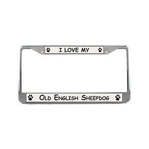   English Sheepdog License Plate Frame (Chrome) Patio, Lawn & Garden