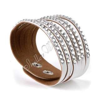 Cool Adjustable Fashion Women/Man Belt Buckle Leather Bracelet (White)