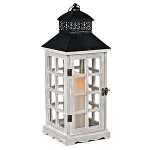   Wood and Metal Lantern Melted Edge LED Resin Candle Light with Timer