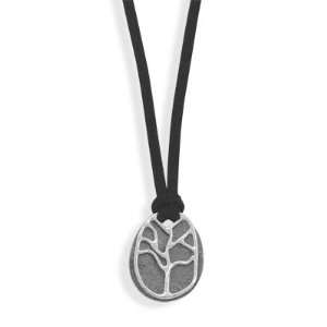    Silverflake  18 Suede Necklace with Cut Out Tree Tag Jewelry