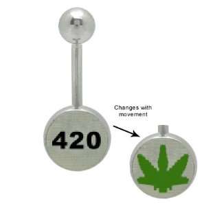 420 Hologram Logo Belly Ring   35450 Jewelry