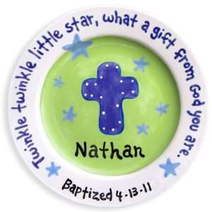  Cross and Stars   Boy Baptism Plate Baby