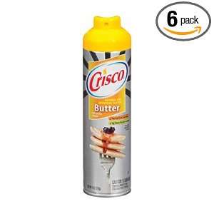 Crisco Butter Flavor No Stick Cooking Spray, 6 Ounce (Pack of 6 