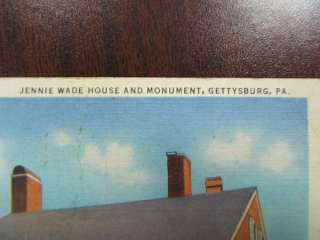 Postcard Jennie Wade House & Monument Gettysburg PA  