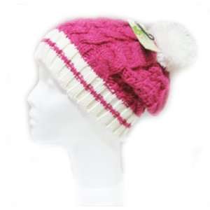  Handmade Knit Beanie   Crochet HAT with POM POM   Pink 
