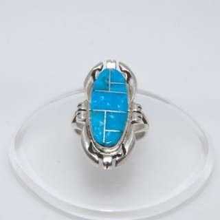 New Ladies Native American Sterling Silver Turquoise Ring Size 7 