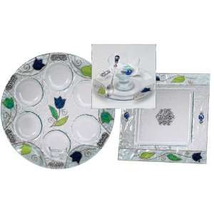   Decorated Glass Seder Set by Lily Art, Options Seder 