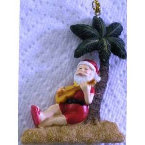    Hawaiian Slim Christmas Ornament Santa & Ukulele