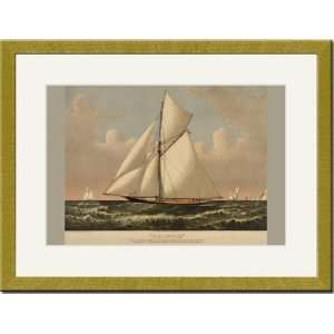  Gold Framed/Matted Print 17x23, Thistle cutter yacht 