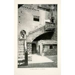  1908 Print Taormina Sicily Italy Ancient Courtyard Architecture 