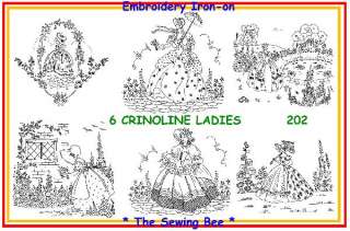 202 new 6 Crinoline Ladies Embroidery Transfer pattern  