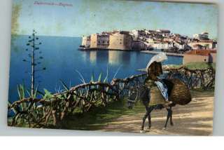 DUBROVNIK CROATIA Ragusa Woman on Horse Old Postcard  