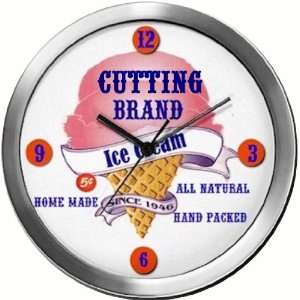  CUTTING 14 Inch Ice Cream Metal Clock Quartz Movement 