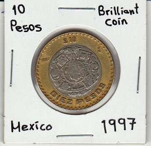 Mexico $ 10 Pesos Coin ** 1997 ** On Very Good Conditions Brilliant 
